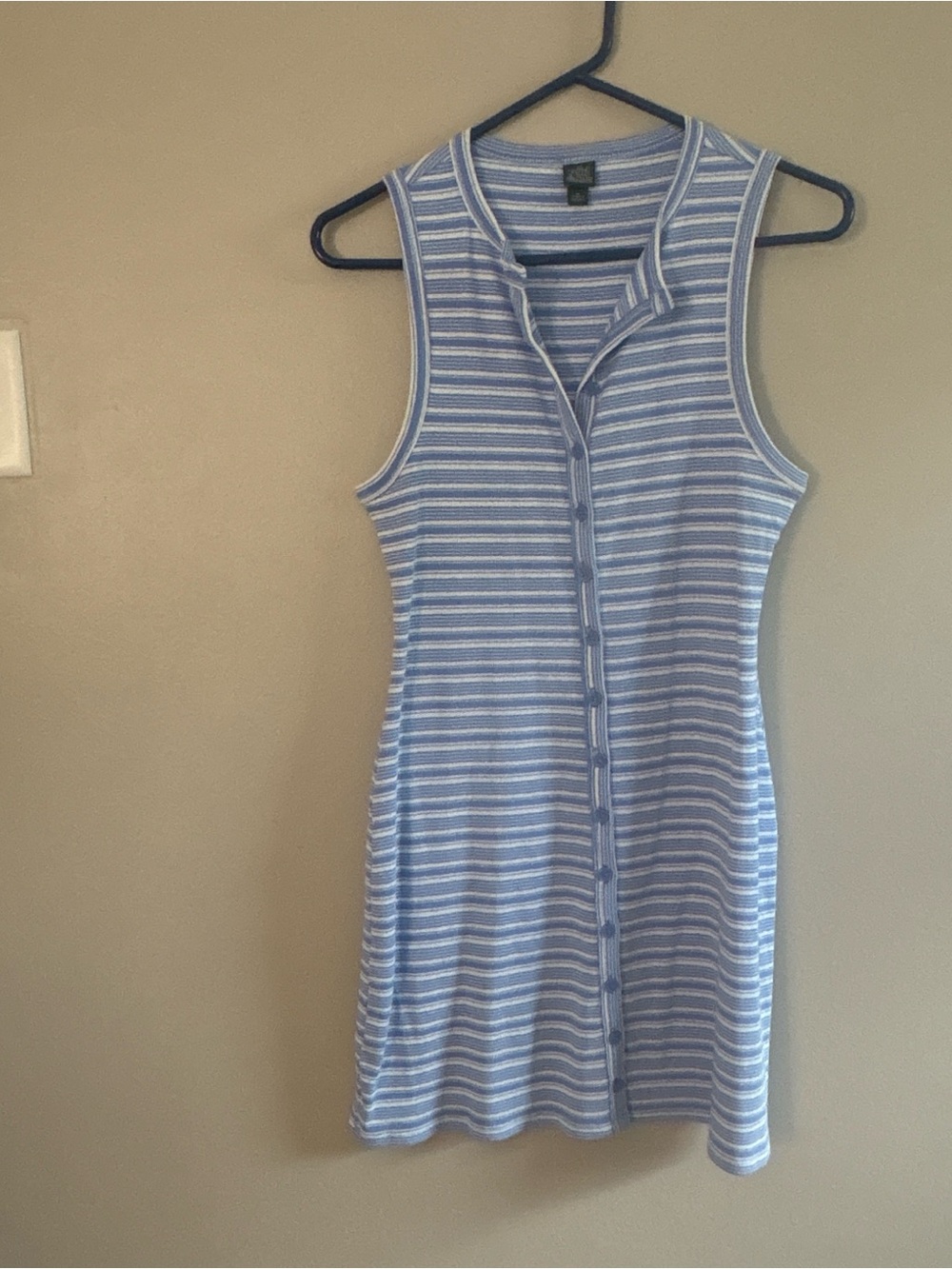 wild fable Light Blue & White Striped Knit Tank Dress